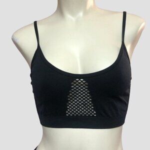 La Senza Black Stretchy Bra Top With Netting Crop Size Medium